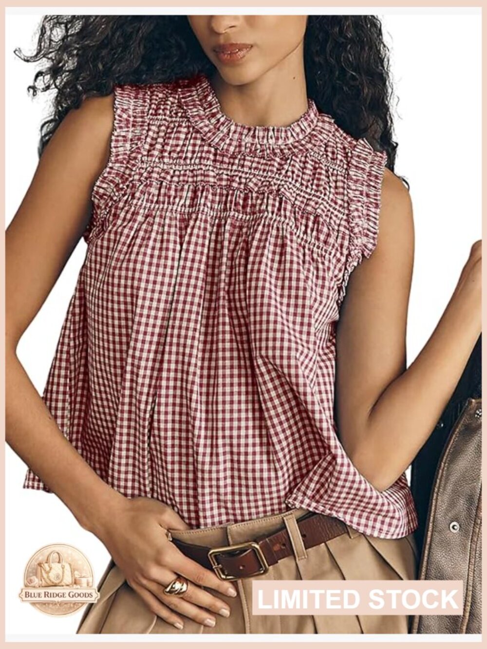 Plaid Babydoll T-Shirt Sleeveless Peplum Blouse Cotton Summer Top Trendy - Picture 1 of 7